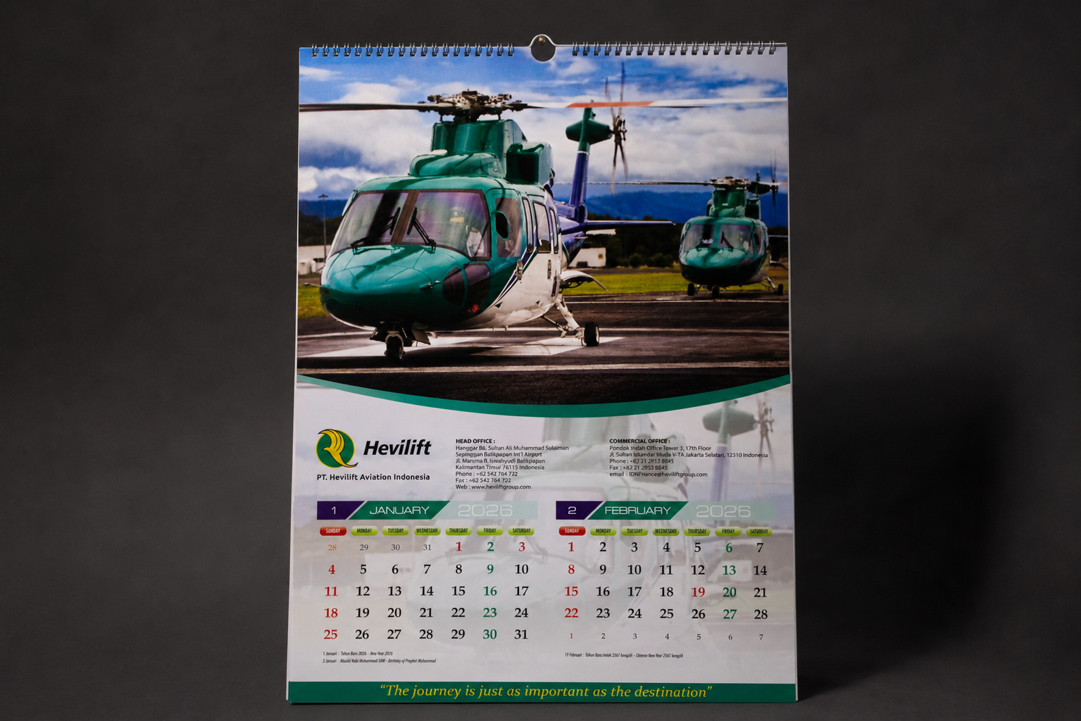 Kalender dinding korporat 2026 hasil cetak Jagocetak.id