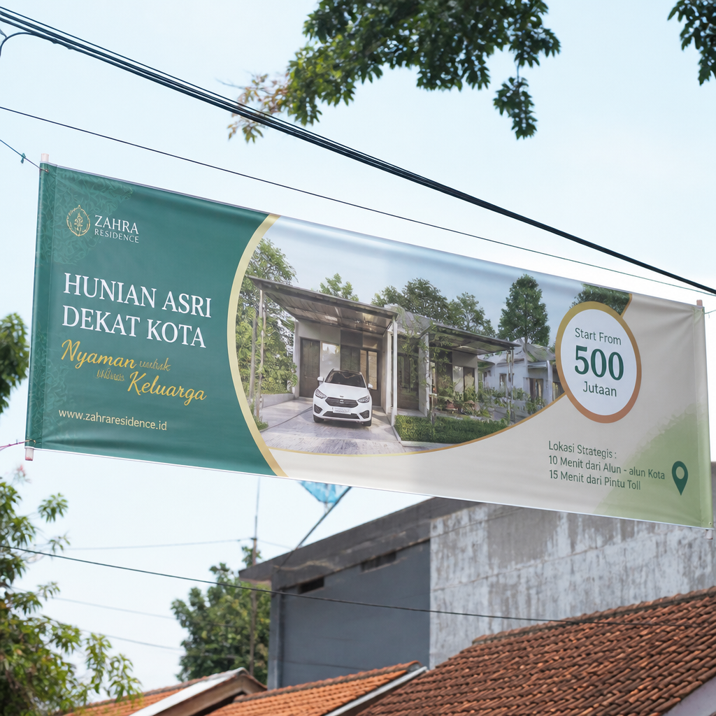 Hasil cetak spanduk berkualitas premium oleh Jagocetak Surabaya