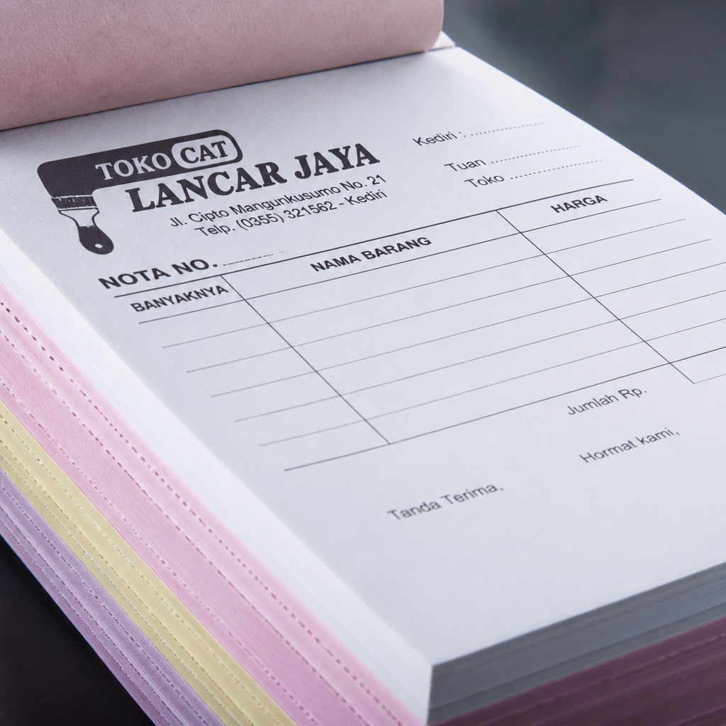 Hasil cetak nota berkualitas premium oleh Jagocetak Surabaya