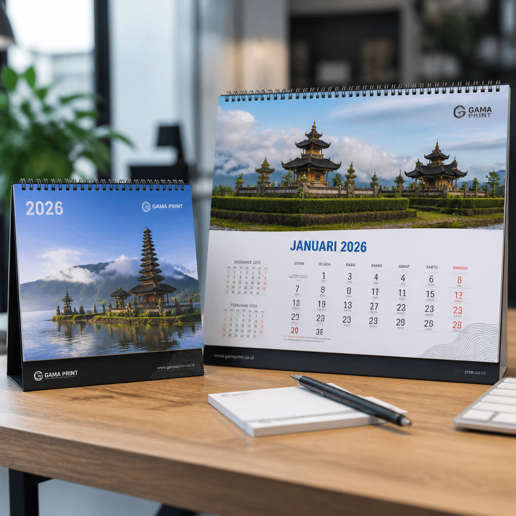 Hasil cetak kalender berkualitas premium oleh Jagocetak Surabaya