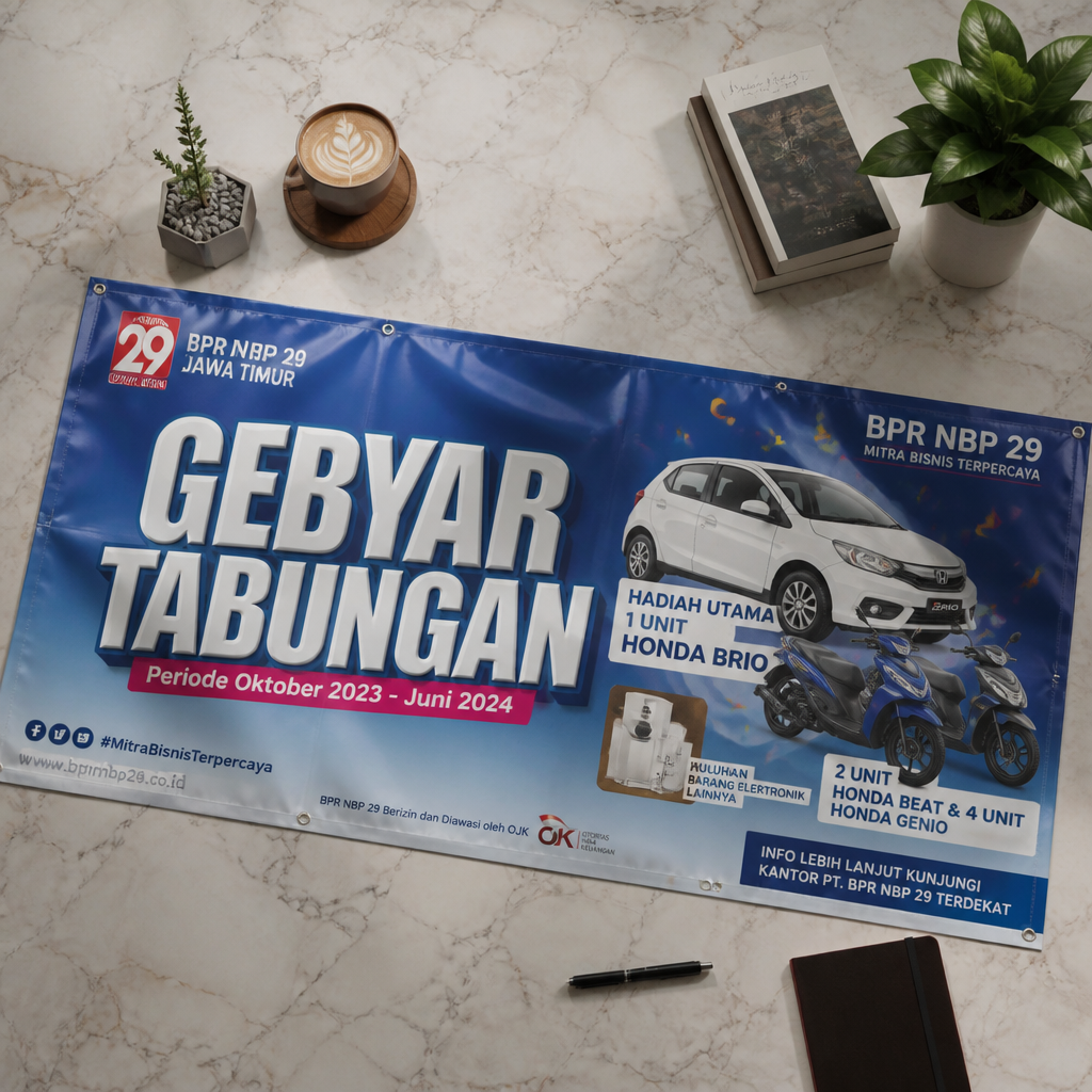 Hasil cetak spanduk berkualitas premium oleh Jagocetak Surabaya