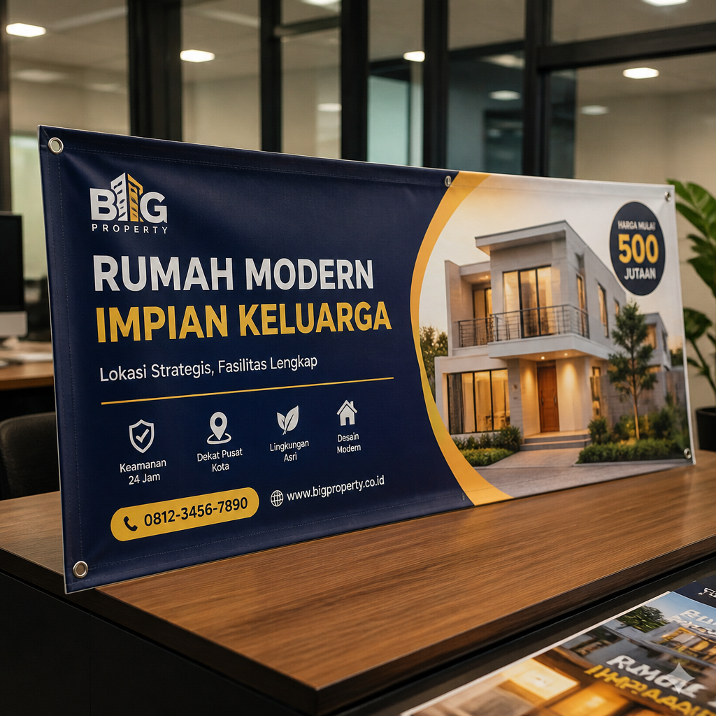 Hasil cetak spanduk berkualitas premium oleh Jagocetak Surabaya